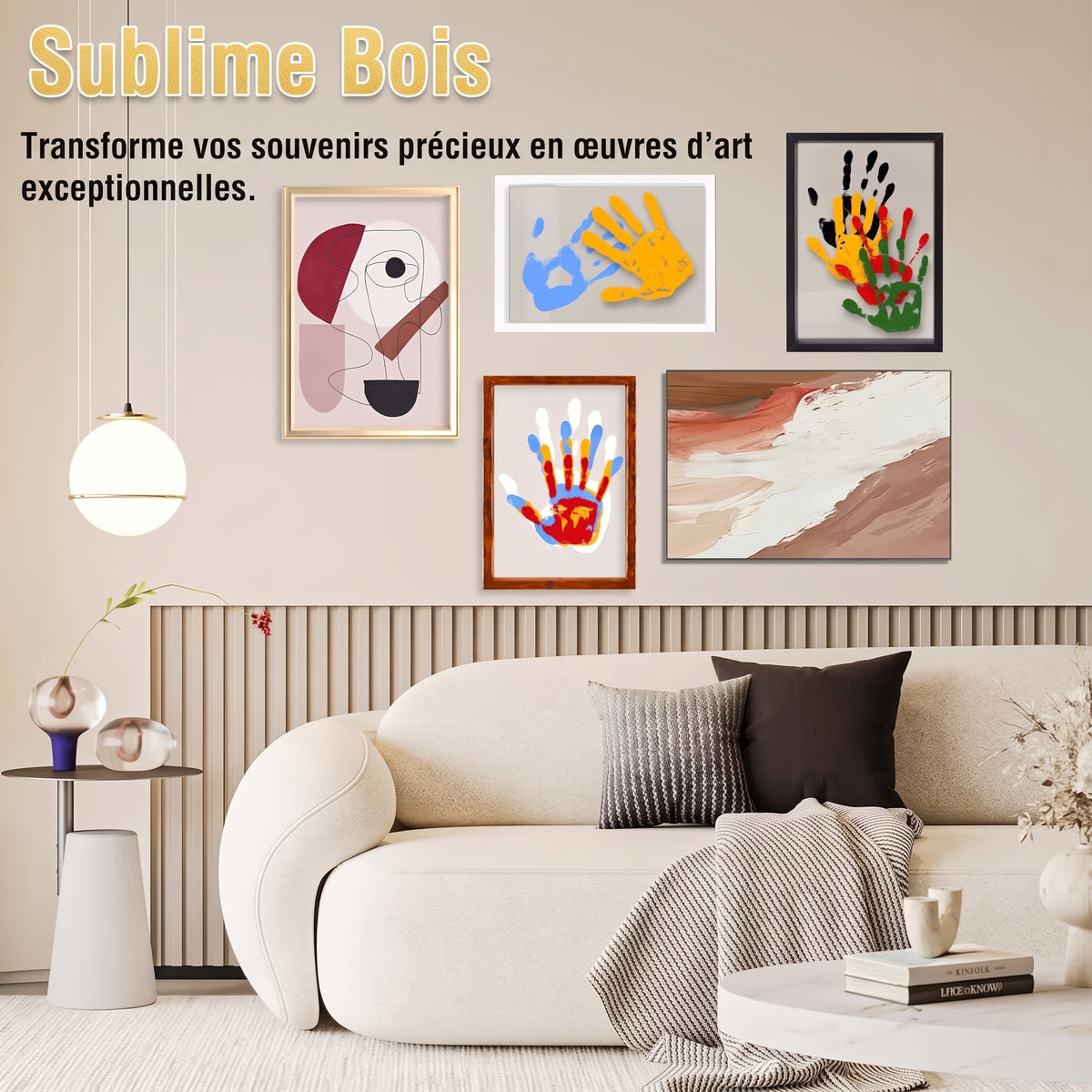 Cadre en bois pour empreintes transparentes – Kit souvenir familial DIY