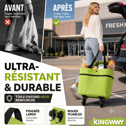 CabaFold – Sac de rangement pliable 2 en 1, capacité de 23 litres，Se transforme en trolley léger