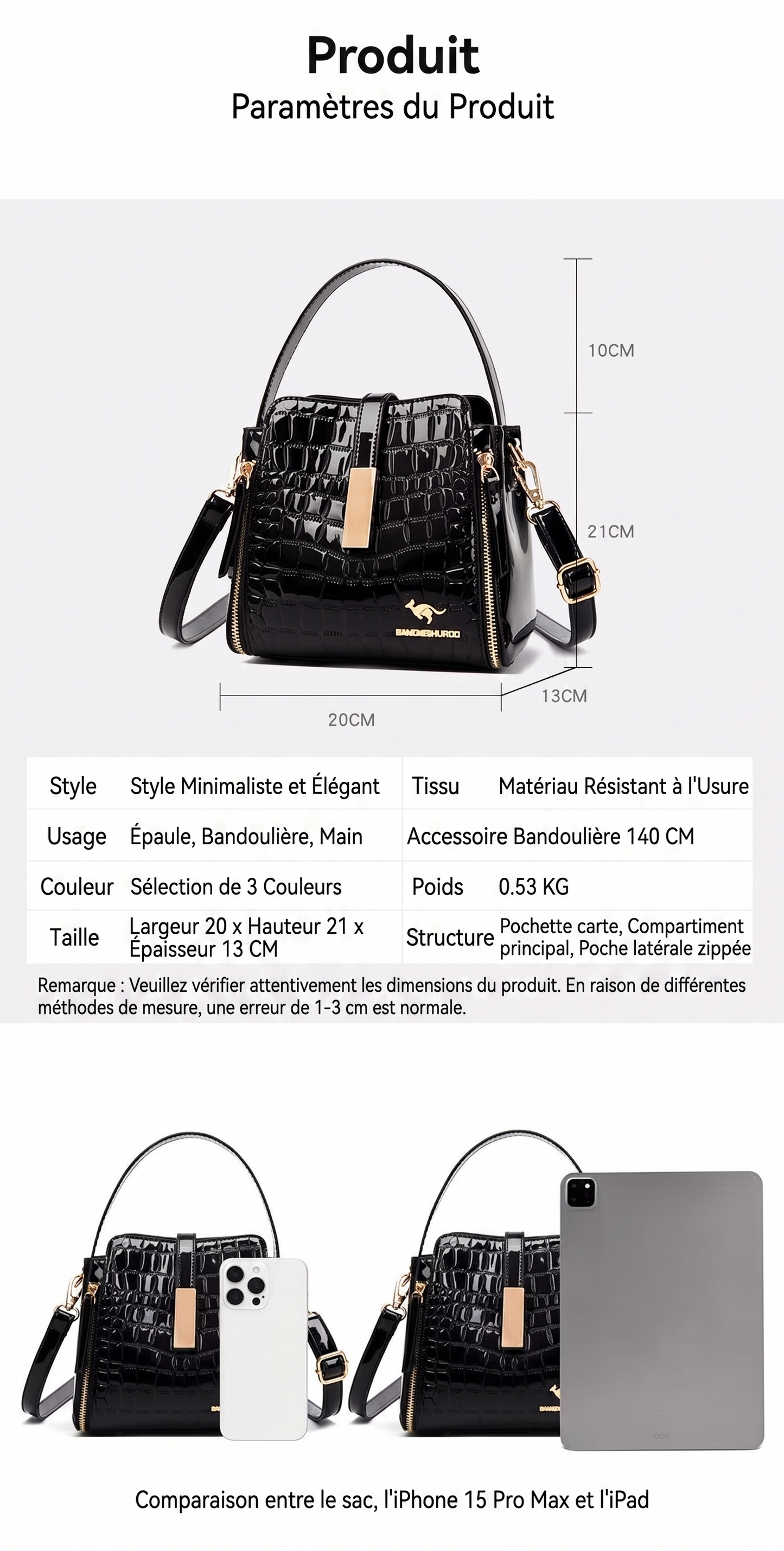 CrocoChic Pro – Le sac à main texturé croco pour une allure élégante au quotidien