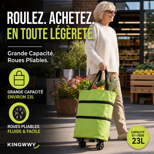 CabaFold – Sac de rangement pliable 2 en 1, capacité de 23 litres，Se transforme en trolley léger
