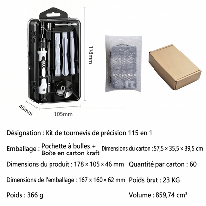 OmniFix 115 – Le kit de tournevis de précision 115 en 1 pour tous vos besoins de démontage