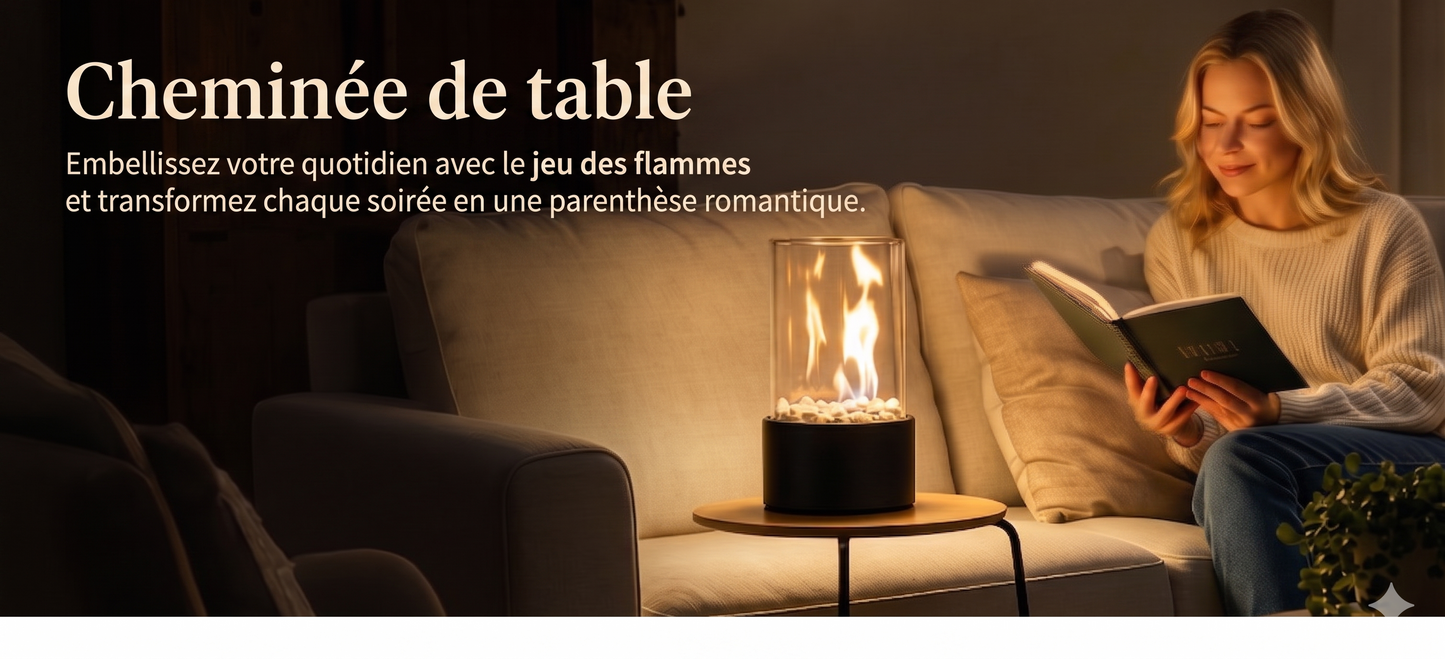 LumiFire – La cheminée de table au bioéthanol à flamme panoramique