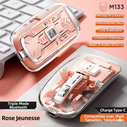 ClickMaster Pro™ – La souris mécanique silencieuse à trois modes de connexion