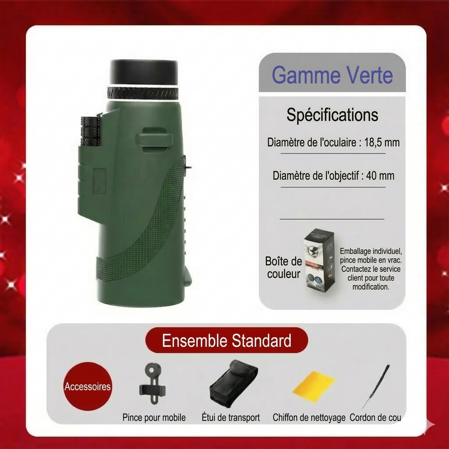 Télescope monoculaire HD avec support pour téléphone – Zoom 40x60, idéal pour l'observation des oiseaux et la chasse