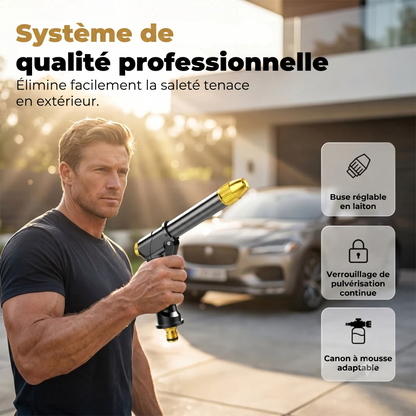 AquaJet Foam – Le pistolet haute pression 2-en-1 avec réservoir à mousse
