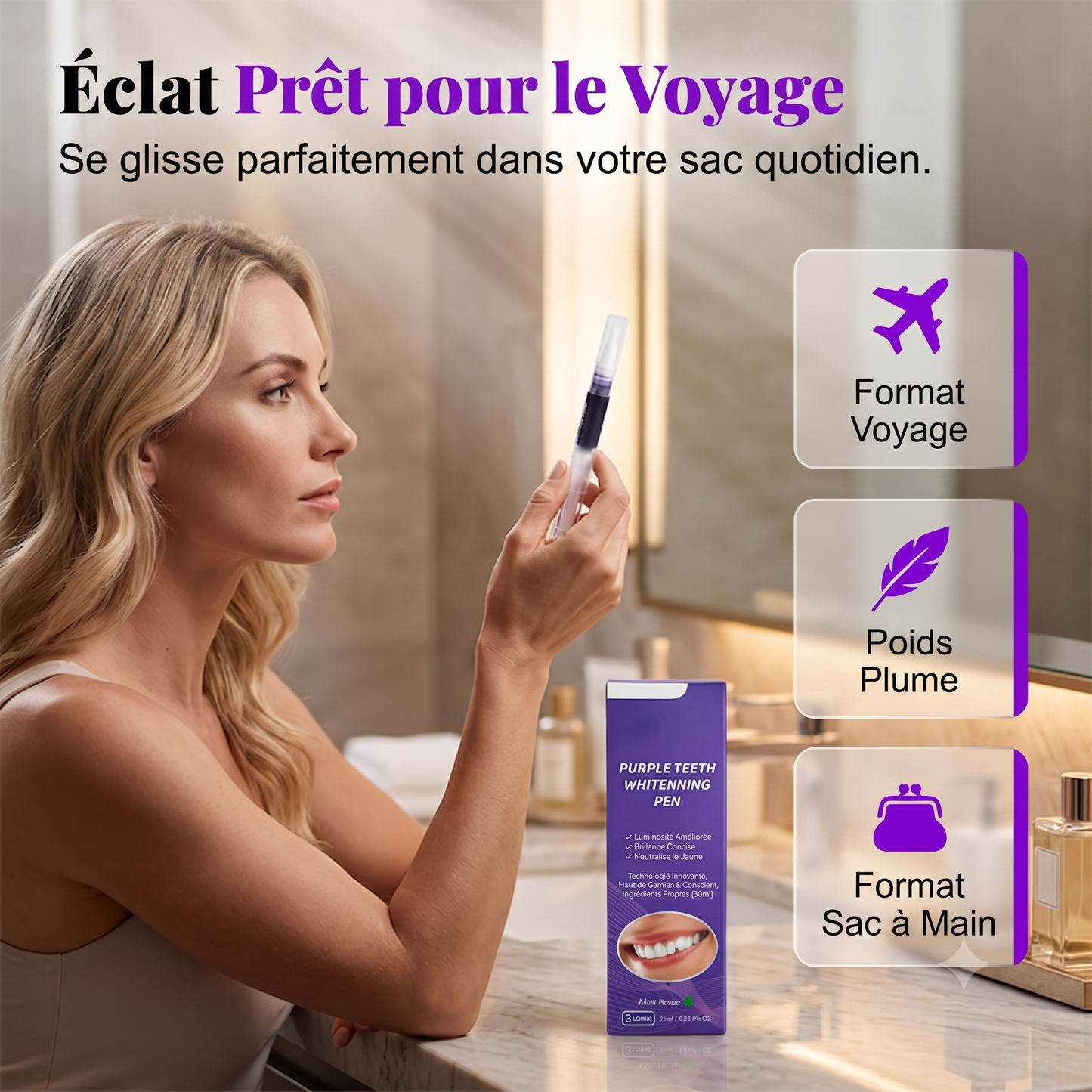 VioCorrect – La technologie de correction de couleur avancée pour neutraliser les sous-tons jaunes et révéler un sourire radieux