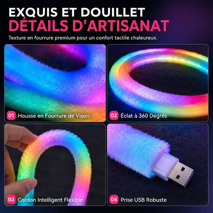 Ruban néon effet fausse fourrure – Éclairage intégral à 360°