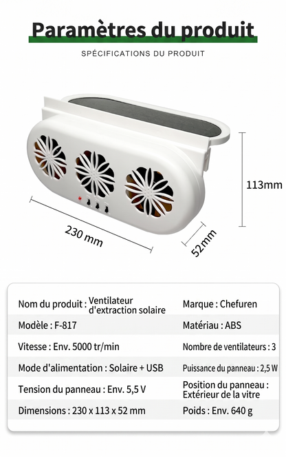AutoPur – L'extracteur d'air silencieux à 3 turbines pour éliminer la chaleur extrême et les odeurs tenaces