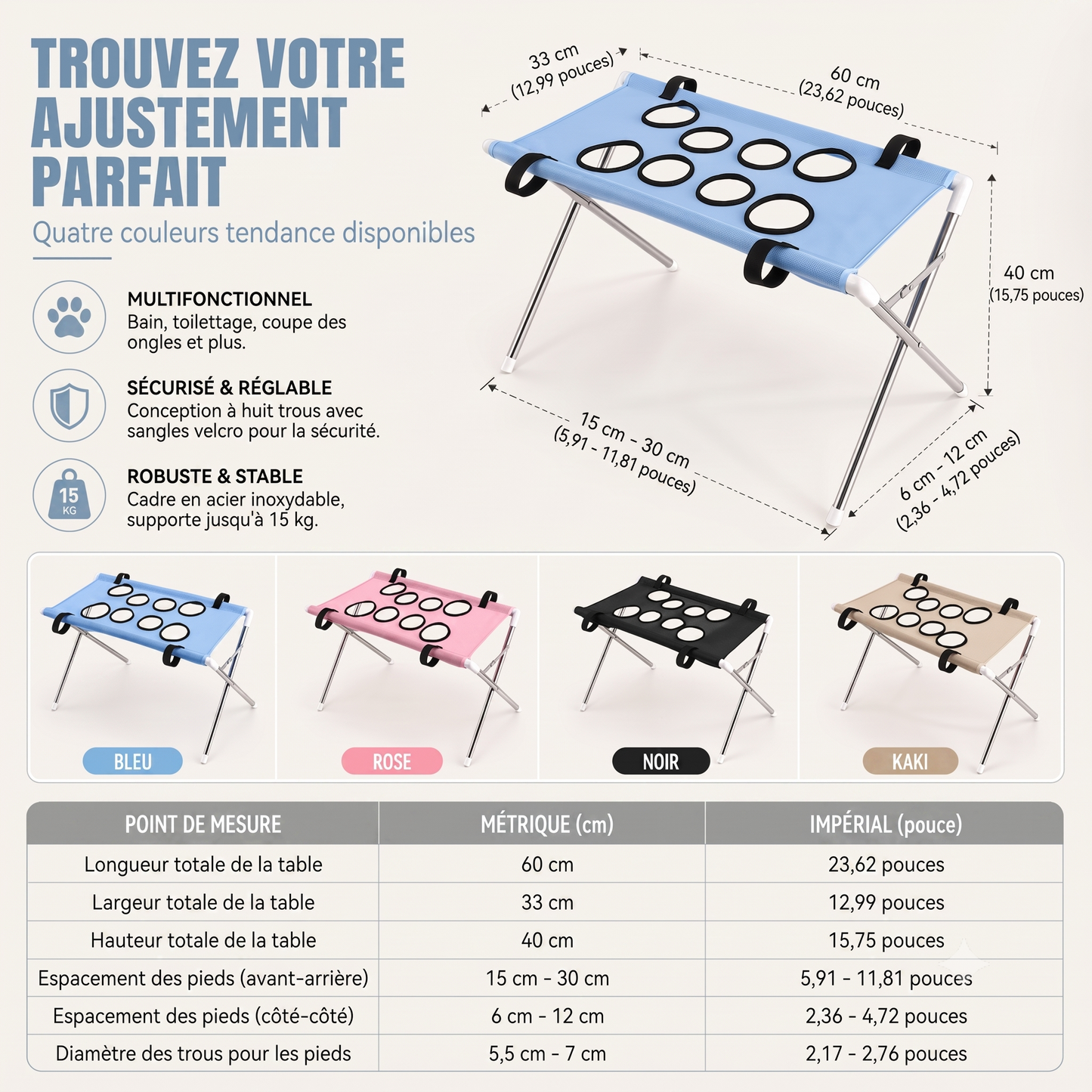 FlexiPet – La conception à double usage pour basculer facilement entre table stable et hamac suspendu