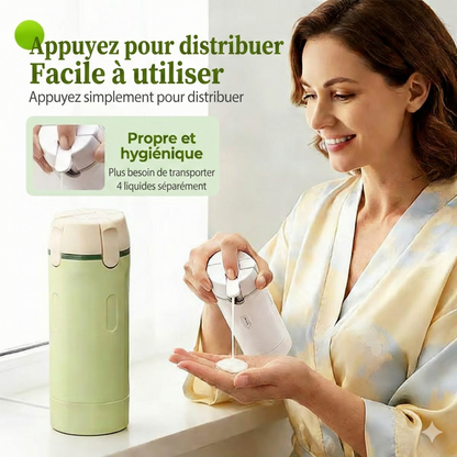 Set de Bouteilles de Voyage 4-en-1 – Solution Compacte & Anti-Fuite – Accessoire Indispensable pour Trousse de Toilette