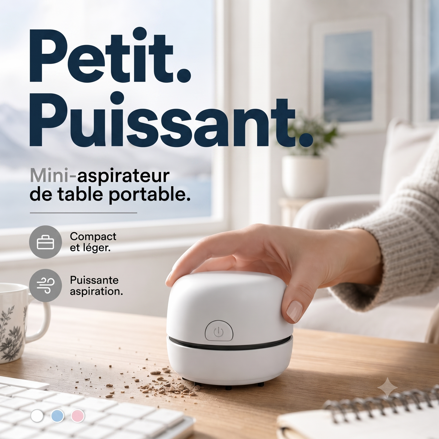 SilentPower – Aspiration puissante et silencieuse pour éliminer efficacement miettes, papier et poils