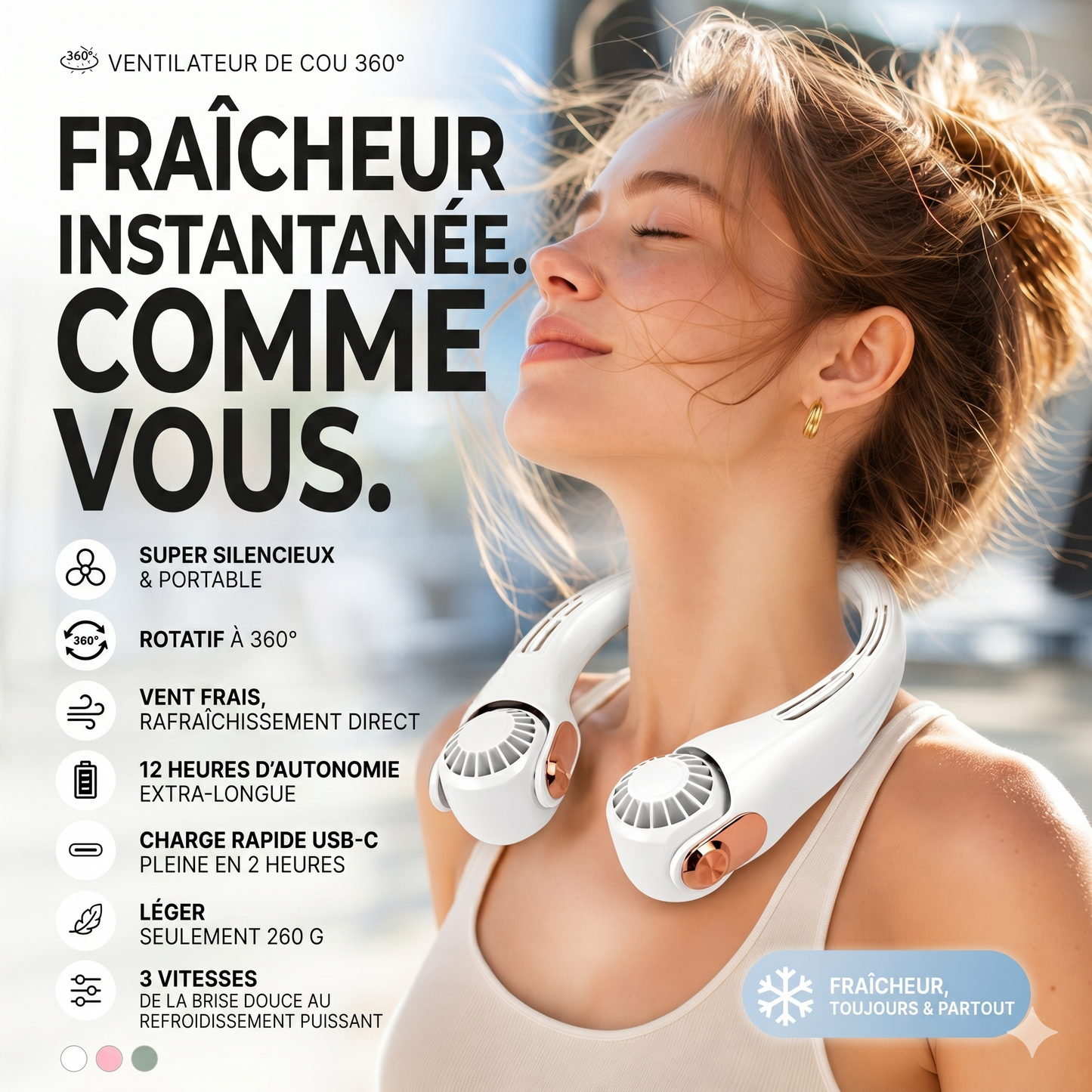 Neck 360 – Le ventilateur de cou rotatif et ultra-silencieux