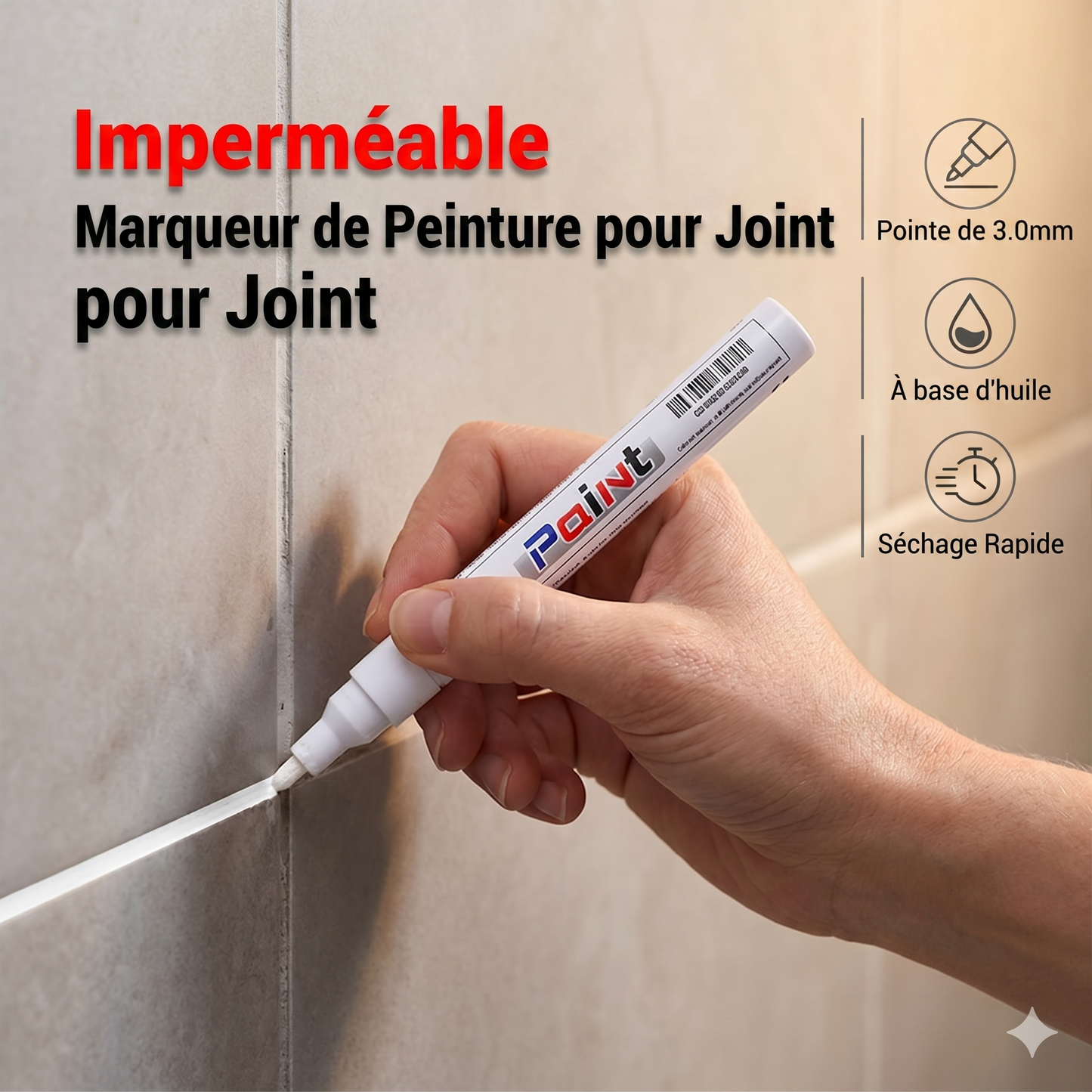 GroutRevive Pro – Le marqueur de peinture imperméable pour rénover instantanément les joints de votre carrelage