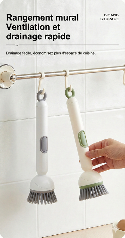Brosse de cuisine à réservoir de liquide-Nettoyage à 360° sans angles morts  （1 acheté = 1 offert）