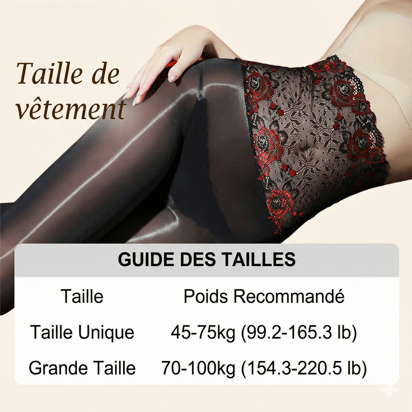 Collants Brillants 8D Effet Huilé à Taille Haute – Ceinture en Dentelle Rose 3D & Gainage Sculptant – Bas Transparents Satinés et Sexy
