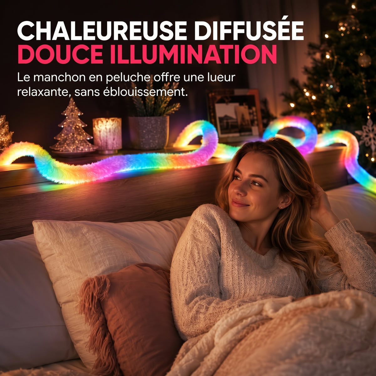 Ruban néon effet fausse fourrure – Éclairage intégral à 360°