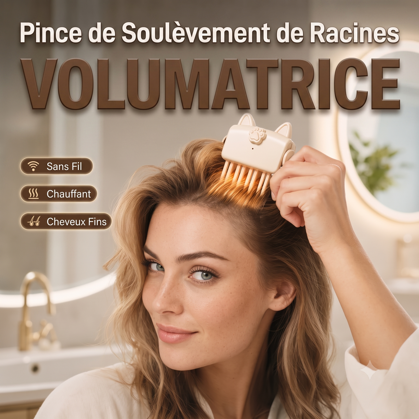 VoluRoot – Pince chauffante sans fil pour un volume généreux dès la racine