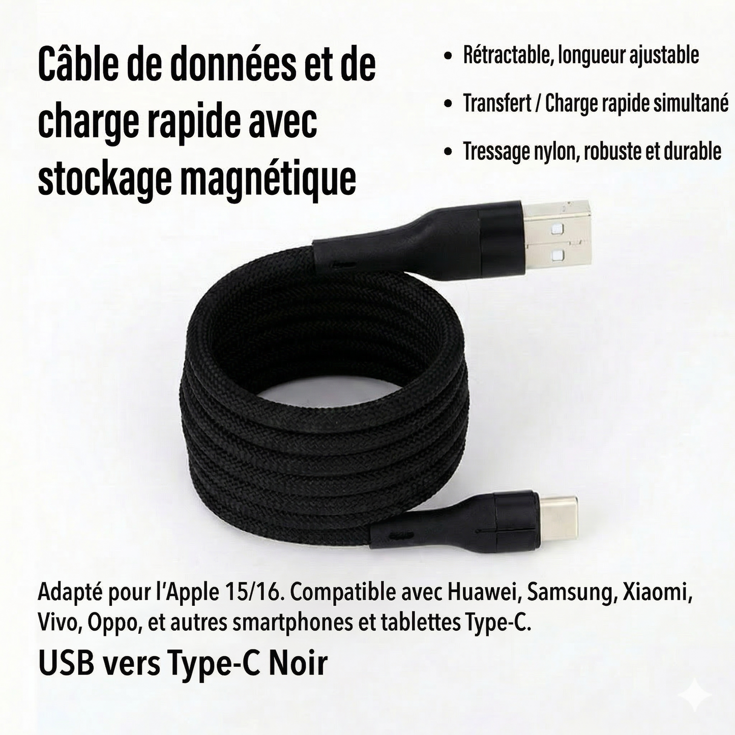 MagCord™ – Charge rapide sans nœuds pour tous vos appareils