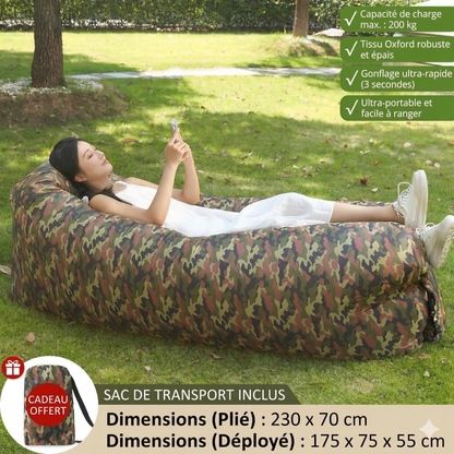 TerraVague™ – Sofa gonflable polyvalent pour terre et mer