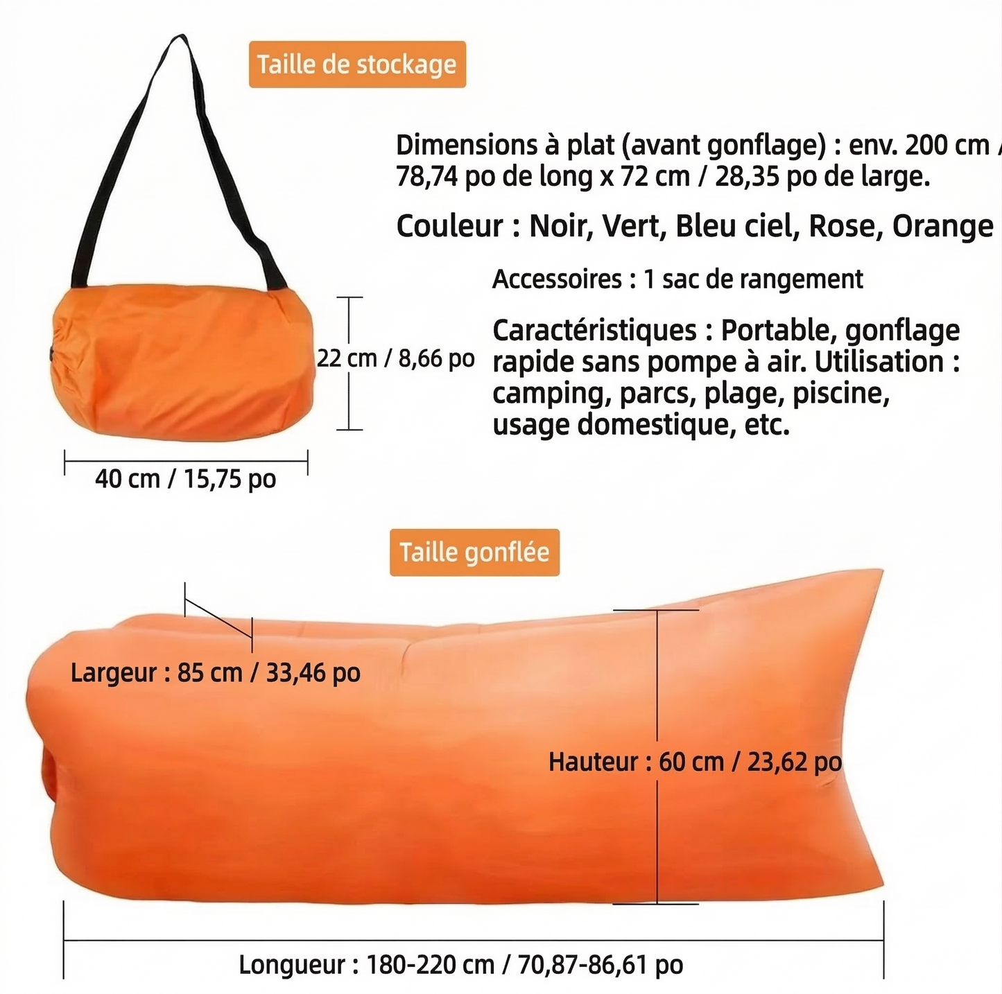 TerraVague™ – Sofa gonflable polyvalent pour terre et mer