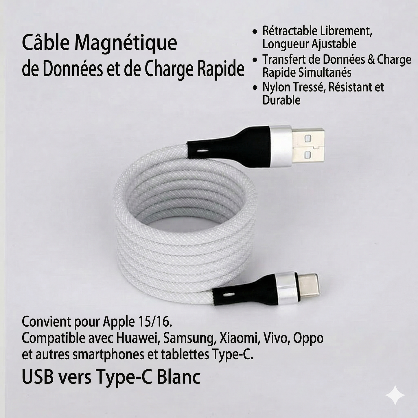 MagCord™ – Charge rapide sans nœuds pour tous vos appareils