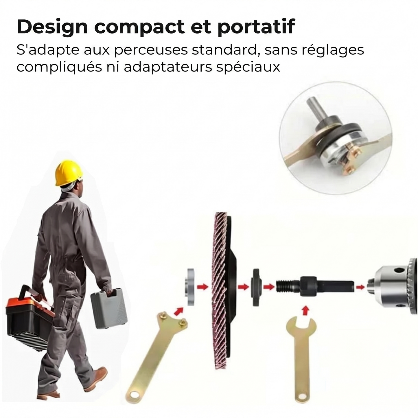 GrindMaster Pro – Le kit de conversion robuste pour transformer votre perceuse en meuleuse d'angle