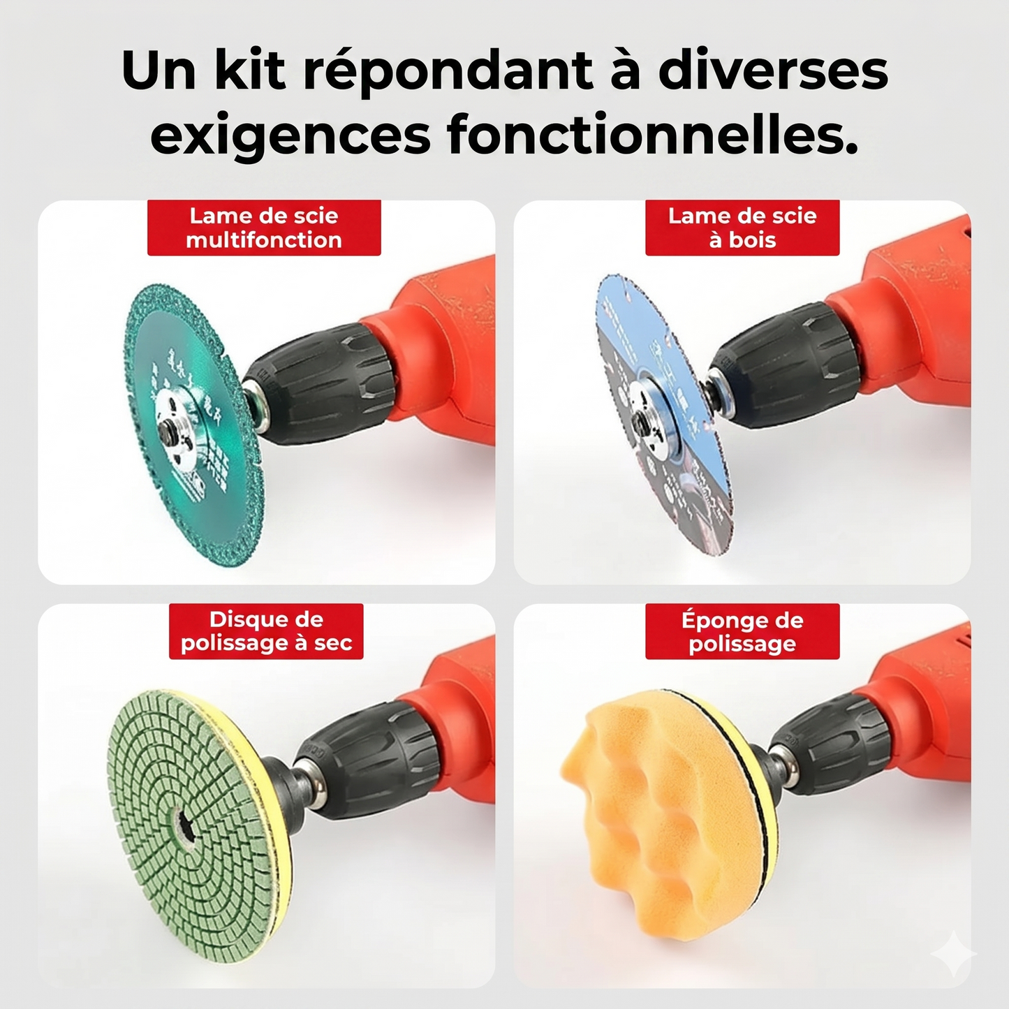 GrindMaster Pro – Le kit de conversion robuste pour transformer votre perceuse en meuleuse d'angle
