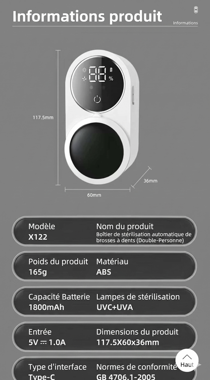 PureBrush – Le stérilisateur UVC intelligent pour une brosse à dents toujours saine et sèche