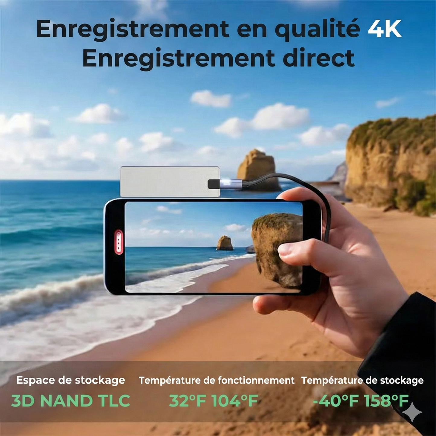 TurboStorage™ – Disque Dur Externe SSD Portable Ultra-Mini (Mise à jour 500 Go)