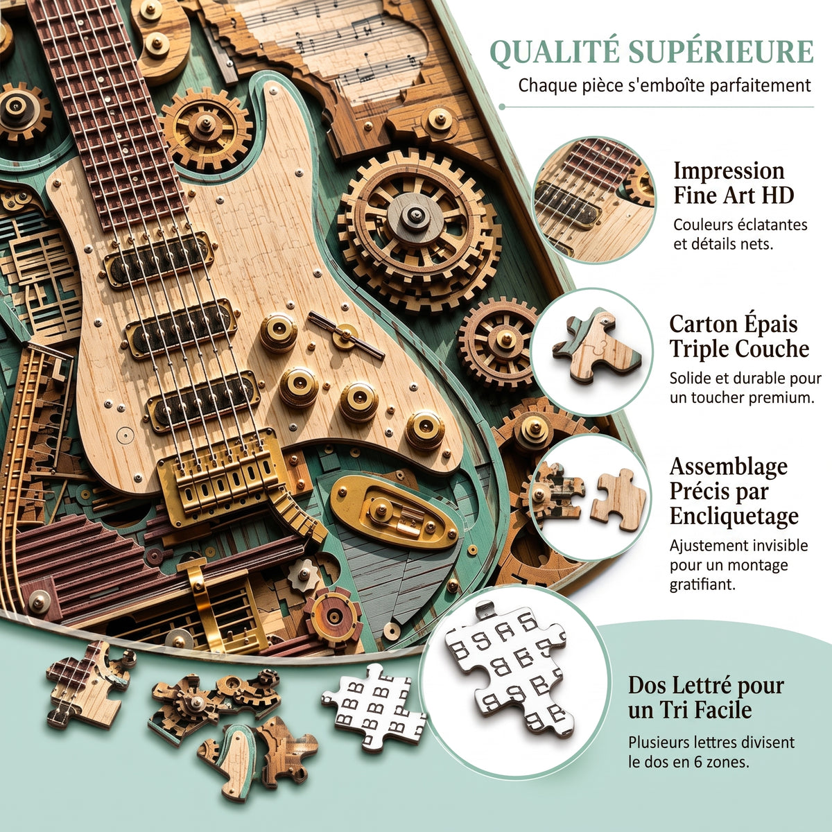 DecoMusic – Puzzle 3D créatif avec guitare steampunk