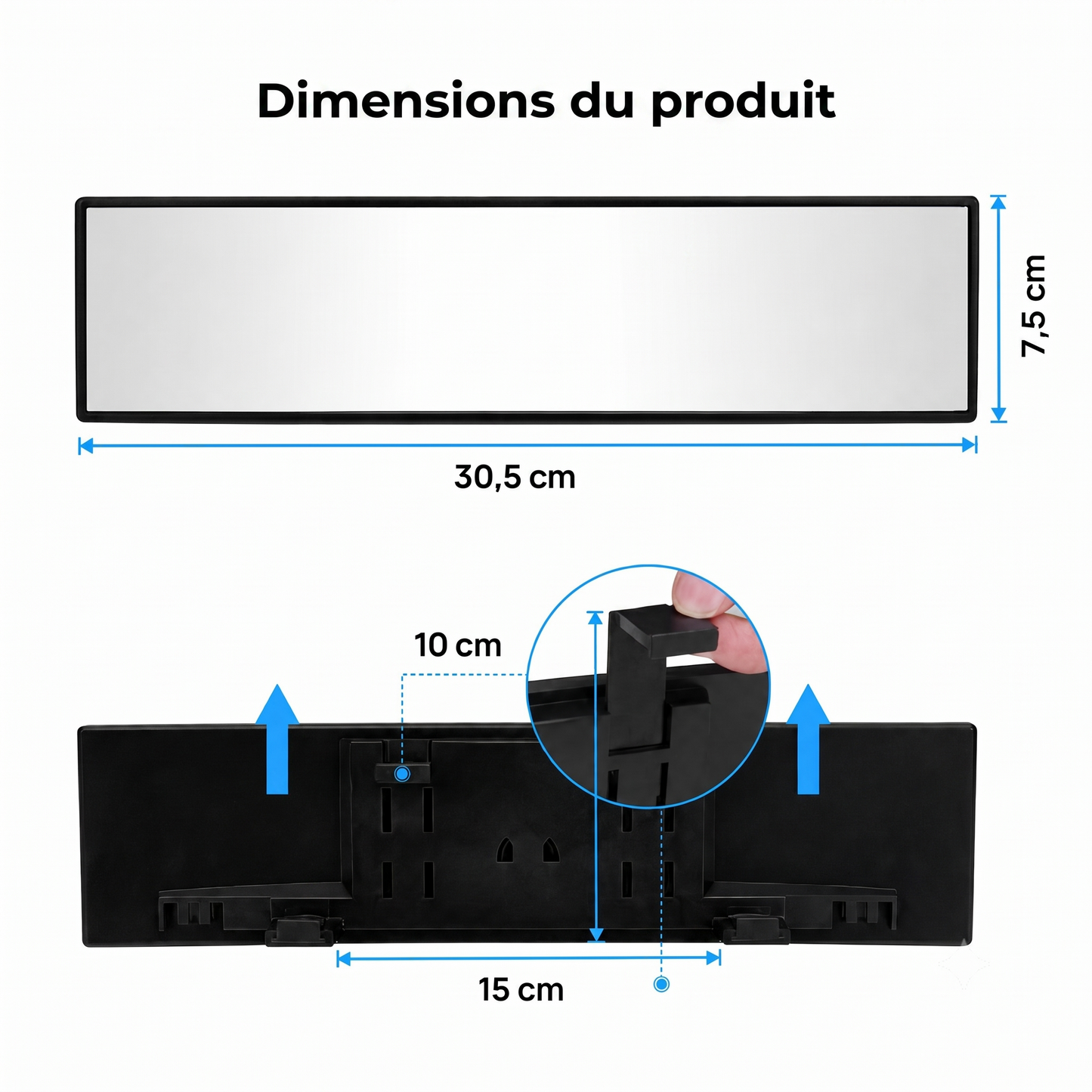 PanoView – Rétroviseur panoramique à clipser pour doubler votre visibilité et éliminer efficacement les angles morts