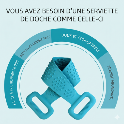 PuraSkin 360 – L'accessoire de douche double face pour exfolier et masser votre corps