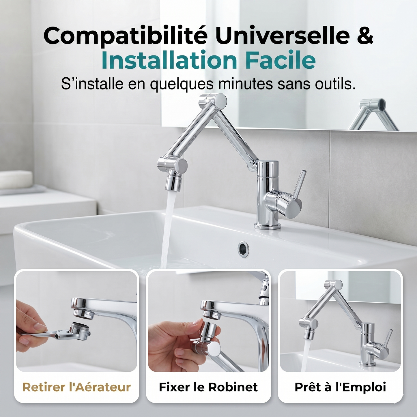 AquaPivot 1080 – L'embout de lavabo anti-éclaboussures pour une flexibilité maximale