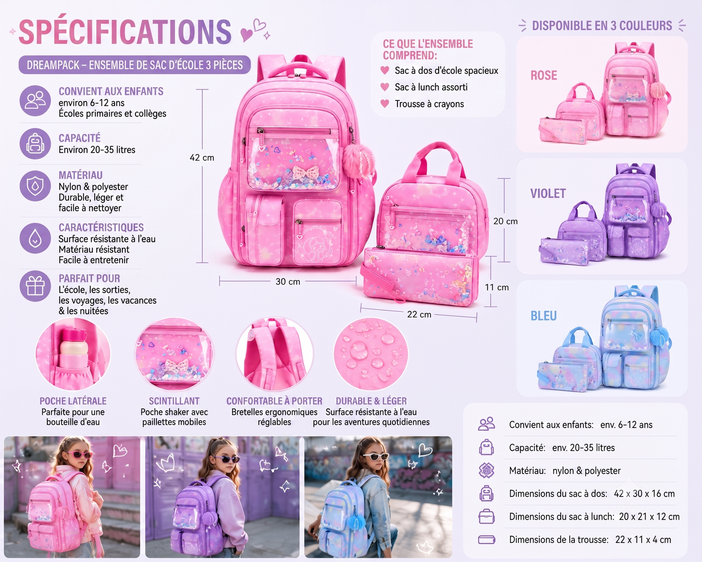 GlitterBag Pro – Le sac 3-en-1 durable pour les enfants