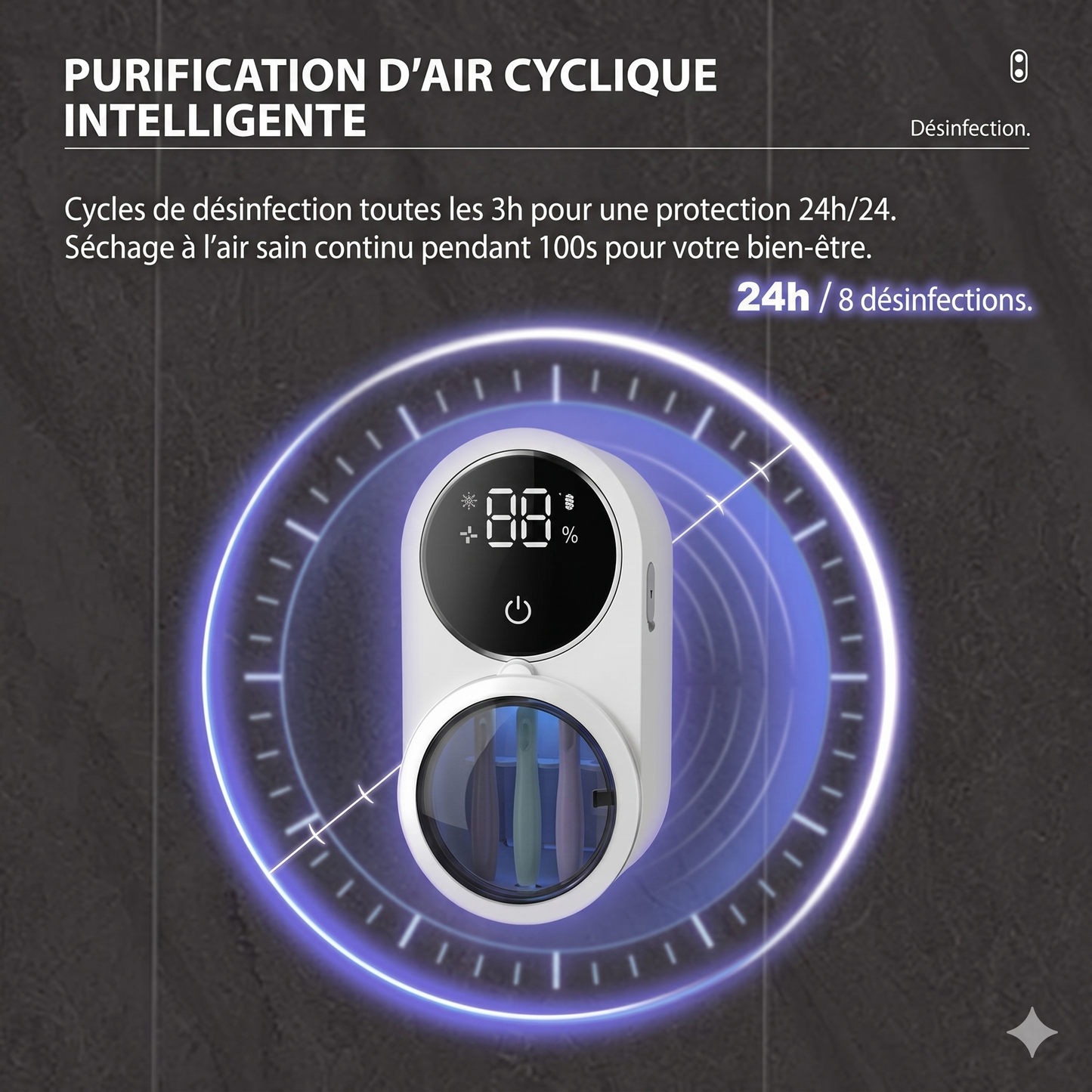 PureBrush – Le stérilisateur UVC intelligent pour une brosse à dents toujours saine et sèche