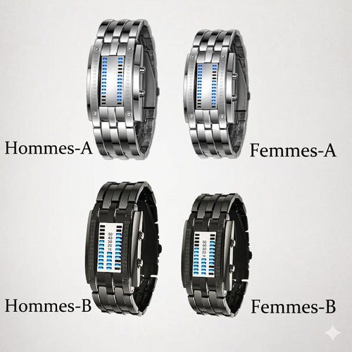 TechStyle Watch – L'affichage original en code binaire alliant sophistication et durabilité