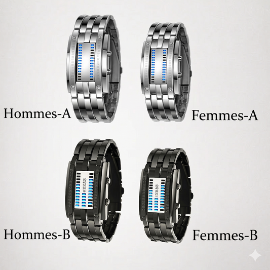 TechStyle Watch – L'affichage original en code binaire alliant sophistication et durabilité