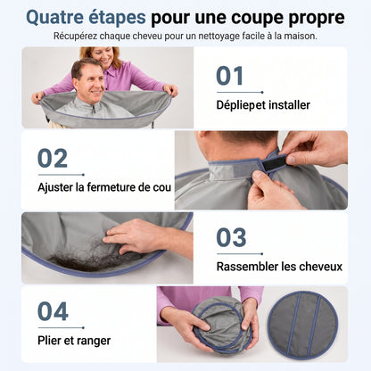 CleanCut – Le bavoir de coiffure imperméable à gouttière