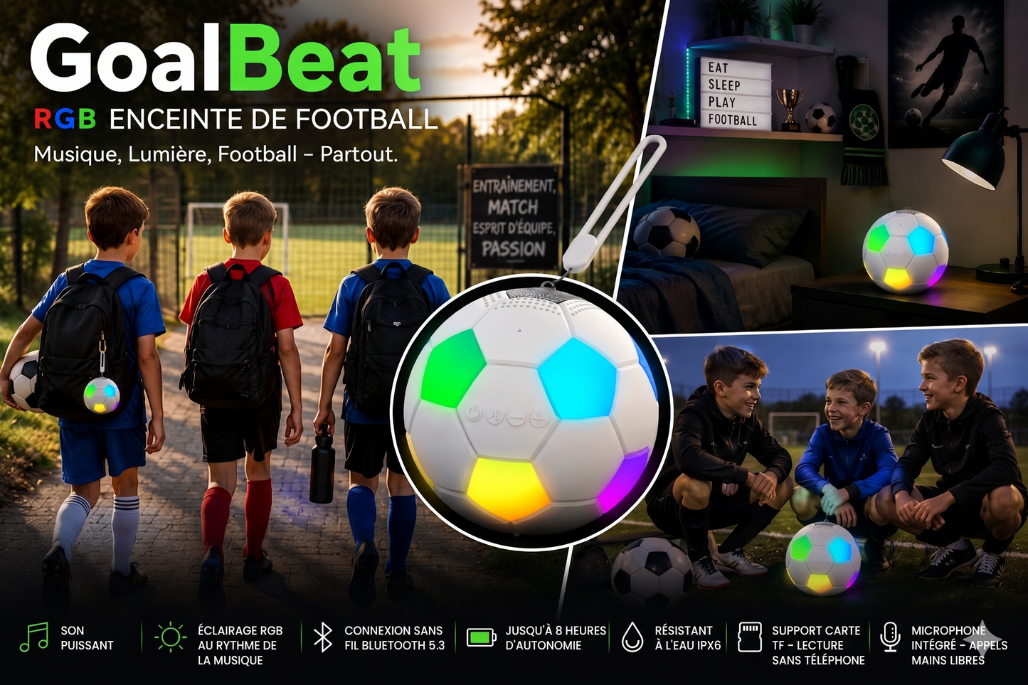 GoalBeat RGB – L'enceinte Bluetooth football qui fait vibrer vos playlists