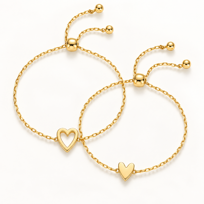 Ensemble de bracelets Amour – Bracelets cœur en plaqué or 14 carats