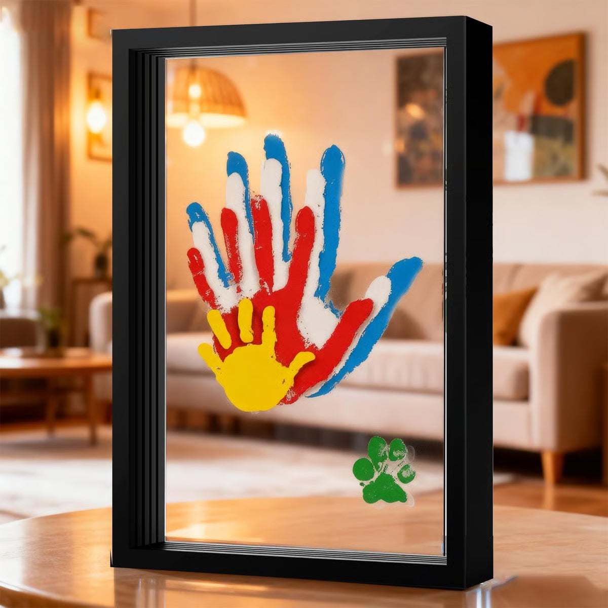 Cadre en bois pour empreintes transparentes – Kit souvenir familial DIY