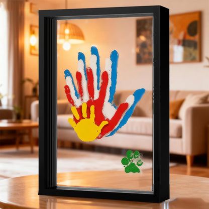 Cadre en bois pour empreintes transparentes – Kit souvenir familial DIY