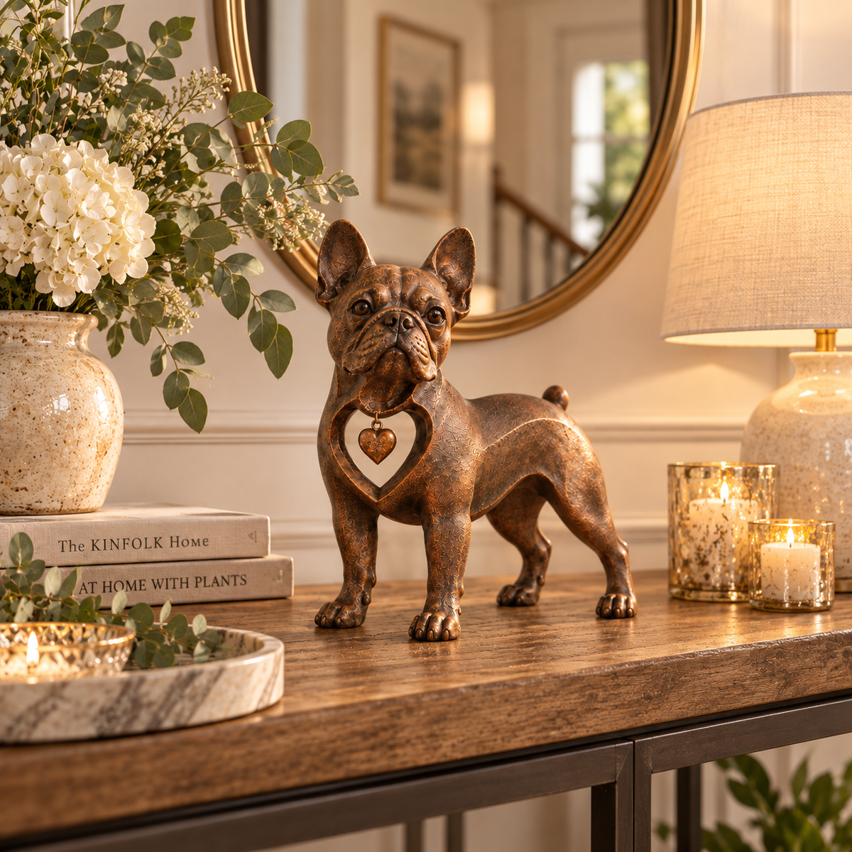 Sculpture de Bouledogue Français de style rétro classique – Un véritable coup de cœur
