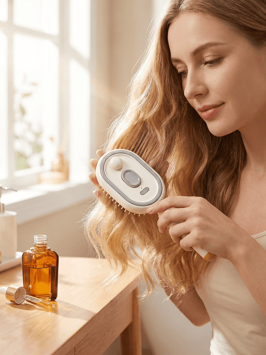 ScalpMist Pro – La brosse massante 2-en-1 avec spray nourrissant intégré