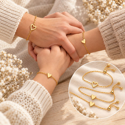 Ensemble de bracelets Amour – Bracelets cœur en plaqué or 14 carats