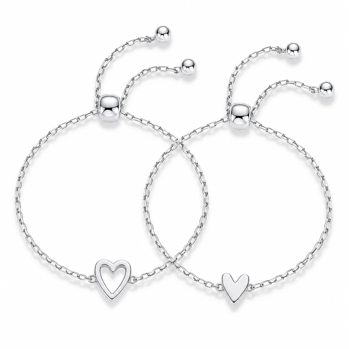 Ensemble de bracelets Amour – Bracelets cœur en plaqué or 14 carats