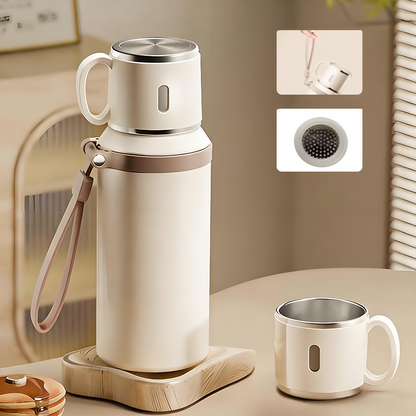 Gourde Isotherme Inox 2-en-1 – Double Paroi (Chaud & Froid) – Bouteille en Acier Inoxydable Étanche & Durable