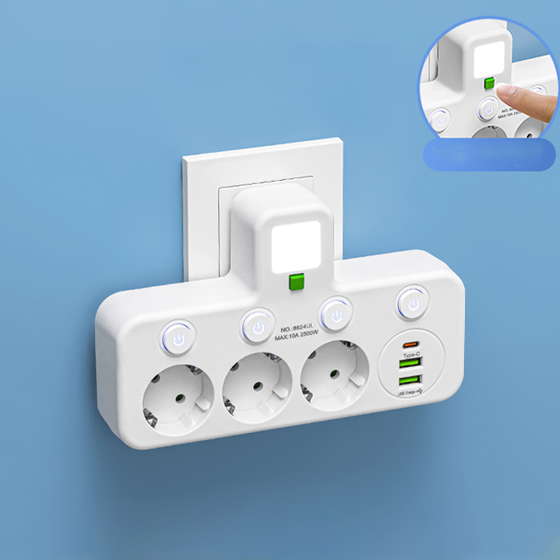 EspaceNet™ – Hub Secteur & USB 4-en-1 : Contrôle Individuel et Veilleuse Douce