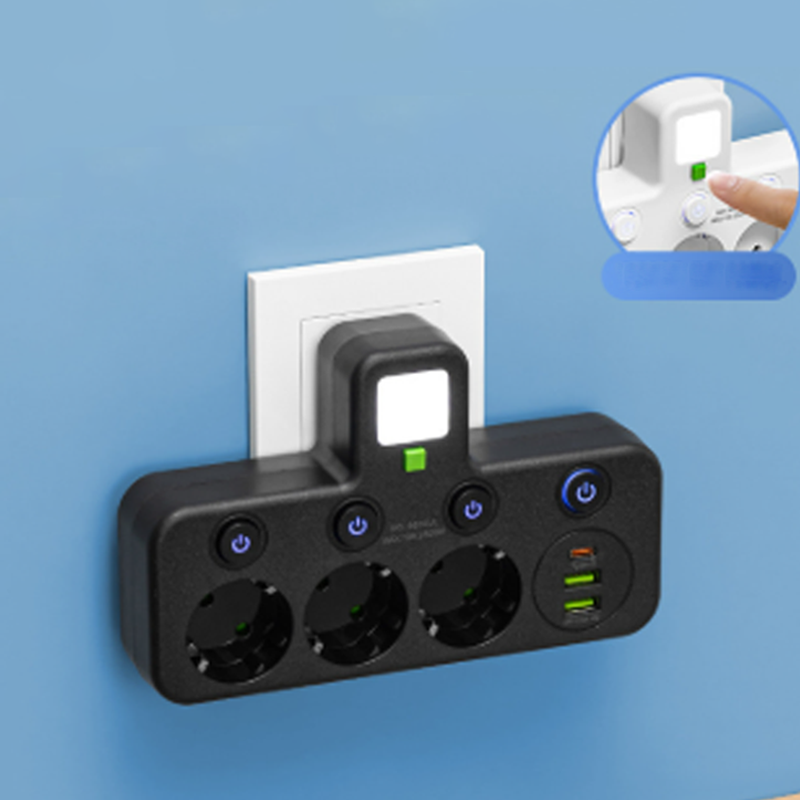 EspaceNet™ – Hub Secteur & USB 4-en-1 : Contrôle Individuel et Veilleuse Douce