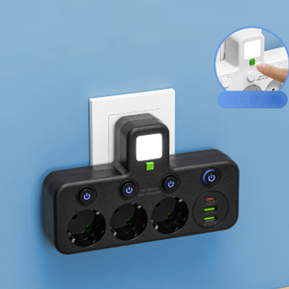 EspaceNet™ – Hub Secteur & USB 4-en-1 : Contrôle Individuel et Veilleuse Douce